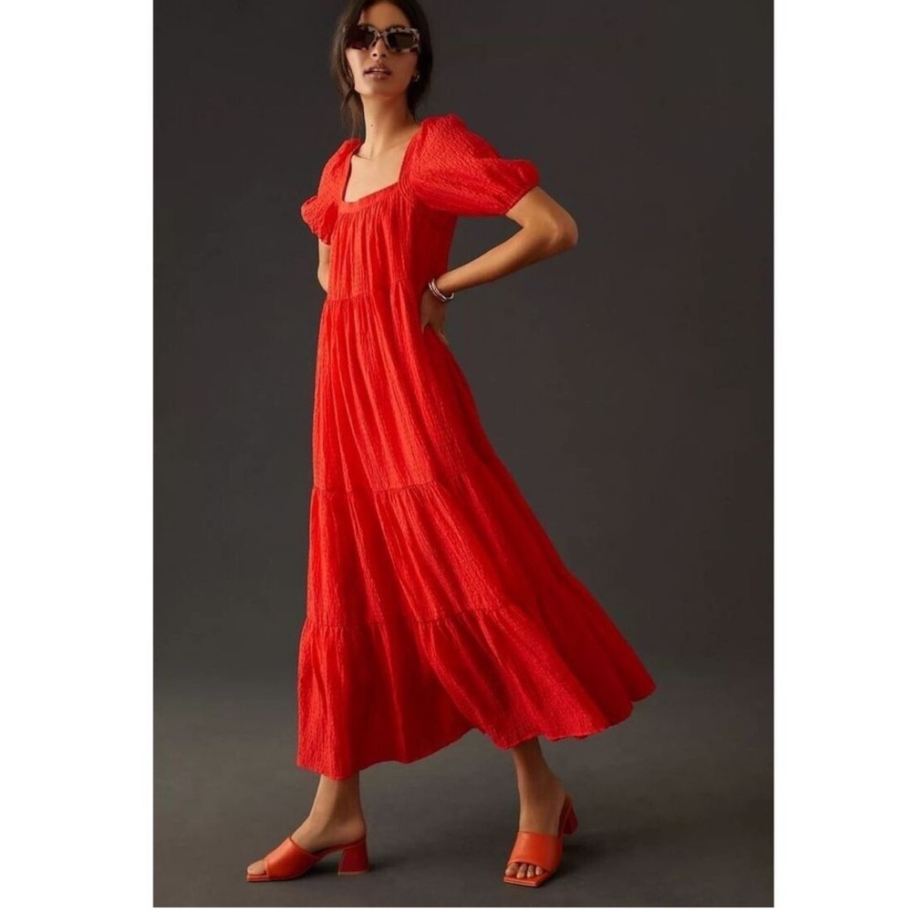 Anthropologie Vibrant Red Maxi Dress